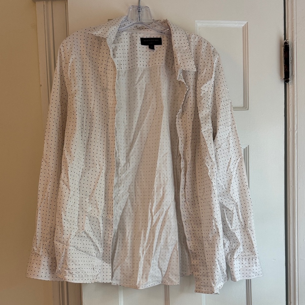 Banana Republic White Shirt with Black Dots